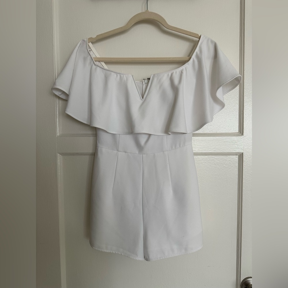 Leith | White | Off the Shoulder Romper | Size XS